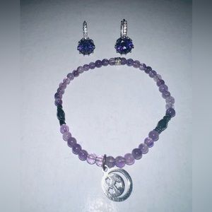 Purple earrings and purple bracelet